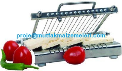 Peynir Dilimleme Makinası:Beyaz peynir kesme aparatları peynir rendeleme makineleri çelik peynir kesme tellerinden çoklu peynir dilimleme makinasının imalatı inox krom malzemeden yapılmış olup hijyenik peynir dilimlemesi yapan peynir dilimleyicisi makina